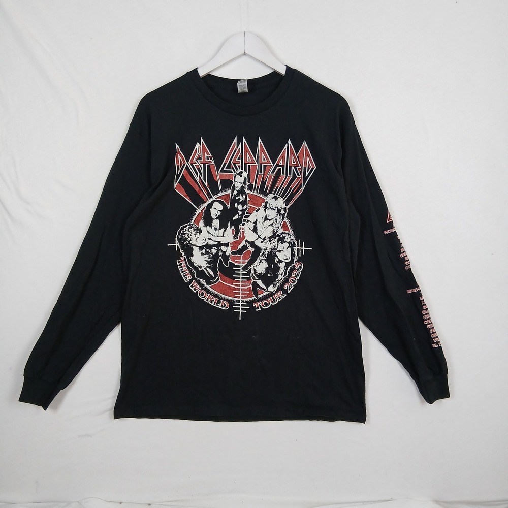 Def Leppard The World Tour 2023 Long Sleeve Shirt Black Mens Large Graphic Tee